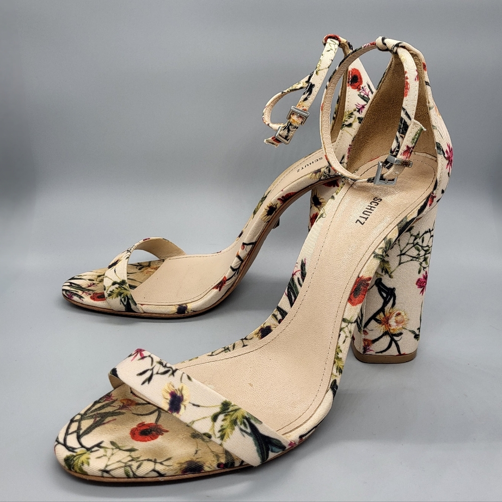 SCHUTZW Jeannine Floral Block Heel Sandals